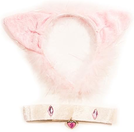 Pink Cat Ears Headband for Girls -- Costume Set with Furry Ears and Glitter Collar