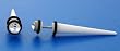 Acrylic Fake Taper with Clear Crystal - White - 4mm - Sold as a Pair