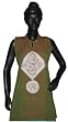 Womans Olivegreen Madhubani Paint Cotton India Tunic Shirt Kurti Top M
