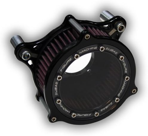 FIGURE MACHINE - TCFLOW-VISION5 - TWIN CAM AIR CLEANER (2008+ TWIN CAM WITH SCREAMIN EAGLE 58MM THROTTLE BODY) WITH 5" K&amp;N FILTER AND VIVID BLACK POWDER COAT - CLEAR