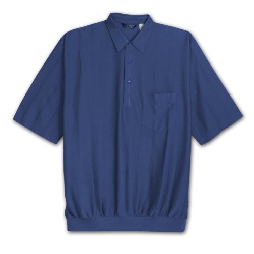 Classics Big & Tall Short Sleeve Plated Knit Tone on Tone Banded Bottom Shirt