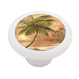 Sunset Palm Trees Decorative High Gloss Ceramic Drawer Knob