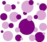 Set of 130 Light Purple and Purple Polka Dots Circles Wall Decor Graphic Vinyl Lettering Mural Decal Stickers Kit Peel and Stick Appliques