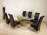 VALENCIA LARGE OAK DINING TABLE & 6 BROWN MONTANA LEATHER CHAIRS
