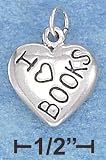 Sterling Silver I Love Books Charm or Pendant