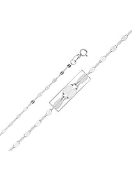 14K White Gold 2mm Twisted Mirror Chain Necklace with Spring Ring Clasp - 16" Inches