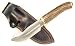 RUKO 4-1/2-Inch Blade Gut Hook Skinning Knife with Genuine Deer Horn Handle and Leather Sheath