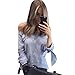 Sunward(TM) Women's Sexy Blue Bow Off Shoulder Blouse (Large, Blue)
