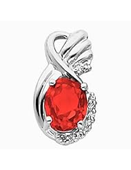 14K White Gold Oval Cut Chatham Created Ruby Pendant -- LIFETIME WARRANTY