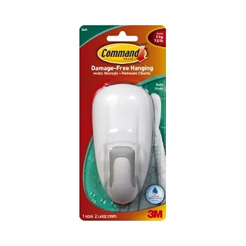 Set A Shopping Price Drop Alert For Command Bathroom Hook with Water-Resistant Strips, 1-Hook, 2-Strip