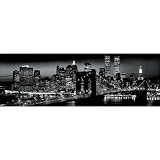 New York City (Manhattan Night Skyline, Panorama) Art Poster Print - 36x12