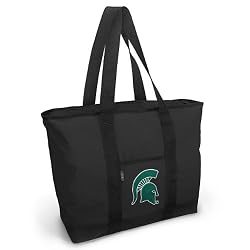 Michigan State University Tote Bag Black Deluxe MSU Spartans Logo - For Travel or Beach Best Unique Gift Ideas for Her, Women, or Ladies