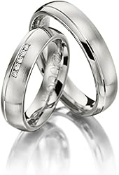Stylish 14k White Gold Couples Wedding Rings 05 Ct 5 Mm