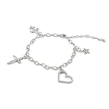 Classic Sterling Silver Charm Bracelet With Four Cubic Zirconia Charms