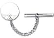 Rhodium-plated .01 Ct. Diamond Polished Florentined Tie Tack