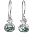 Sterling Silver Aquamarine Oval Dangle Earrings by Sajen