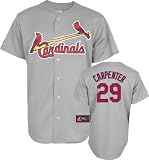 MLB Men's St.Louis Cardinals Chris Carpenter Road Gray Short Sleeve 6 Button Synthetic Replica Baseball Jersey  (Road Gray, Large)