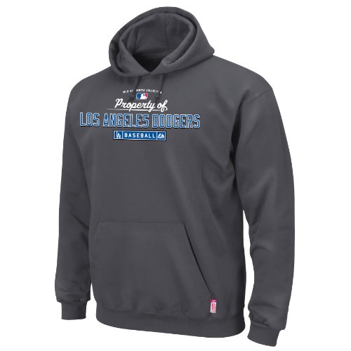 MLB Men's Los Angeles Dodgers Property Of Long Sleeve Hooded Fleece Pullover (Pro Granite, Medium)