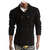 Doublju Mens Casual Knit Half Cardigan(25)