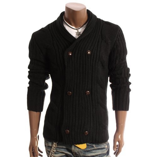 Doublju Mens Casual Knit Half Cardigan(25)