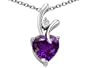 1.95 cttw Genuine Heart Shaped Amethyst Pendant in 925 Sterling Silver
