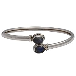 Sterling Silver Cuff Bracelts Labradorite Gemstone 2.6 inches