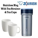 Zojirushi SM CTE35 11OZ. Stainless Mug With Tea Strainer With Tea Cups cuisinart Zojirushi SM-CTE35 11OZ. Stainless Mug With Tea Strainer With Tea Cups