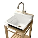 Kohler K-6608-1P-0 Bayview wall-mount utility sink with single-hole faucet drilling on top of backsp