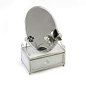 Glass and Wire Jewel Box with Tray and Mirror