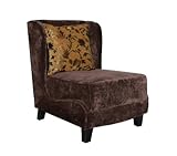 IMAGE OF Armen Living 7118 Hampton Club Chair, Brown Velvet Fabric and Coordinating Pillow