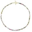 Tourmaline and Swarovski Austrian Crystal Bead Choker Necklace with Gold Vermeil Accents, 16" Length, #7828