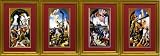 History of New York Set of 4 Framed Prints, Art by Thomas Hart Benton