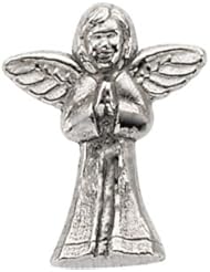 14k White-Gold Praying Angel Lapel Pin by US Gems
