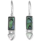 Sterling Silver Paua Shell and Mother-of-Pearl Dangle Earrings by Sajen