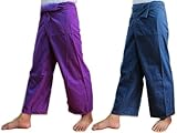 2 X 100% Cotton Length Fisherman Pants Trousers Yoga Pants On Sell With Complimentary