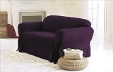 Chezmoi Collection Soft Micro Suede Solid Purple Couch/sofa Cover Slipcover with Elastic Band Under Seat Cushion