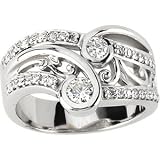 14k White Gold Moissanite Diamond Ring 1/3ct 1/4ct Sz 6 - JewelryWeb