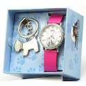 Reflex 1014303S - Montre Fille - Quartz Analogique - Bracelet rose - Cadran blanc - Porte-clé - Boîte à cadeaux