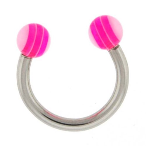 STAINLESS STEEL HORSESHOE WITH BALL PINK/LIGHT PINK DESIGN Gauge: 14, Ball Size: 4mm Sold as a Pair