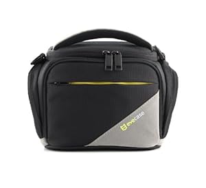 Evecase® Black/Grey Medium SLR Camera Travel Case/Bag with Strap for Canon Nikon Sony Panasonic Fuji Olympus and more DSLR Cameras