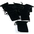 10 Pouches Black Velvet Drawstring Jewelry Bags 2"