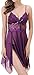 Queen.M® Pretty Pajama Sexy Lingerie Sling Erotic Transparent Underwear for Sex Flirt (Large, Purple)