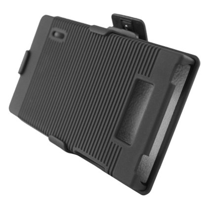 [SUGARPHONE] BLACK Texture With Holster Kickstand Faceplate Hard Plastic Protector Snap-On Cover Case For LG VENICE/SPLENDOR LS730/US730 (Boost Mobile/Sprint/US Cellular)