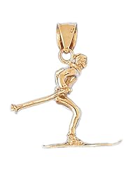 CleverEves 14K Gold Pendant 3-D Skiing, Snowboarding 4.8 - Gram(s)