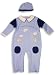 Baby : Beyond Basics Kids - Infant Baby Boys Long Sleeved Coverall with Matching Cap, Blue, White (Size 18Months)
