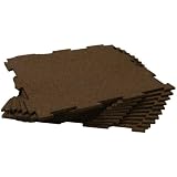 Rubber-Cal Puzzle-Lock Interlocking Basement Flooring - 3/8x20x20inch, 25Pack, 68 Sqr/Ft - Brown Mats