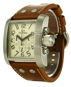 419oyjXBtuL TW STEEL Chrono Cr&egrave;me Dial Leather Band TWS 13