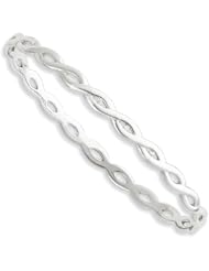 Ss White Ice .06ct. Diamond Twist Bangle Bracelet, Best Quality Free Gift Box Satisfaction Guaranteed