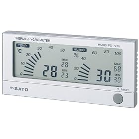 【クリックで詳細表示】SATO デジタル温湿度計 ルームナビ 【部屋の最高・最低温湿度を常時表示】 PC-7700 1067-00