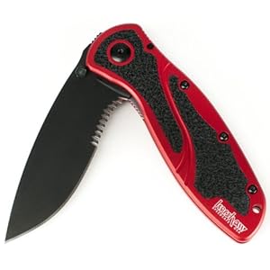 Kershaw 1670RDBLKST Red Blur Knife with Black Partially Serrated Blade with SpeedSafe